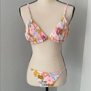Floral Bikini Set in Pink and Brown
